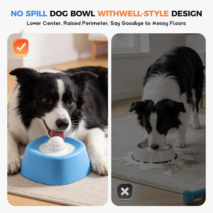 Dog Lick Bowl Slow Feeder Dog Bowl Non-Slip Lick Toy Liquid with Rolling Ball Interactive Treats Bone Broth Ice Cream Yogurt Toy