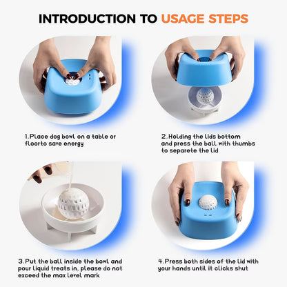 Dog Lick Bowl Slow Feeder Dog Bowl Non-Slip Lick Toy Liquid with Rolling Ball Interactive Treats Bone Broth Ice Cream Yogurt Toy
